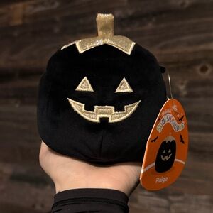 🎃Squishmallow 4.5” Paige the Pumpkin Black Gold Halloween Plush Toy